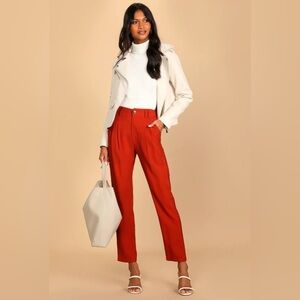 Lulus Strictly Business Rust Orange High-Waisted Trouser Pants